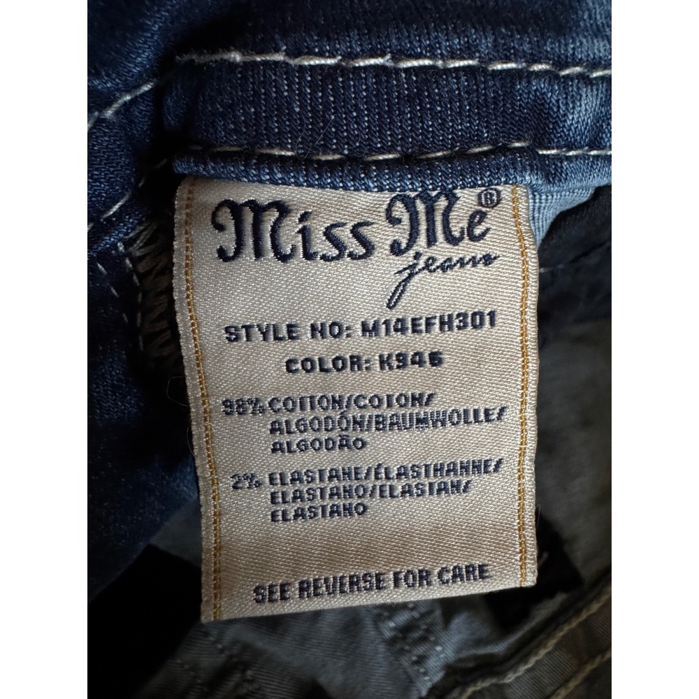 Miss Me Denim Shorts Women 33 Blue Excellent Embellished Frayed M14EFH301 - Picture 6 of 14